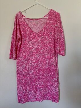 Lilly Pulitzer Vibrant Pink & White Patterned Scoop Neck Dress